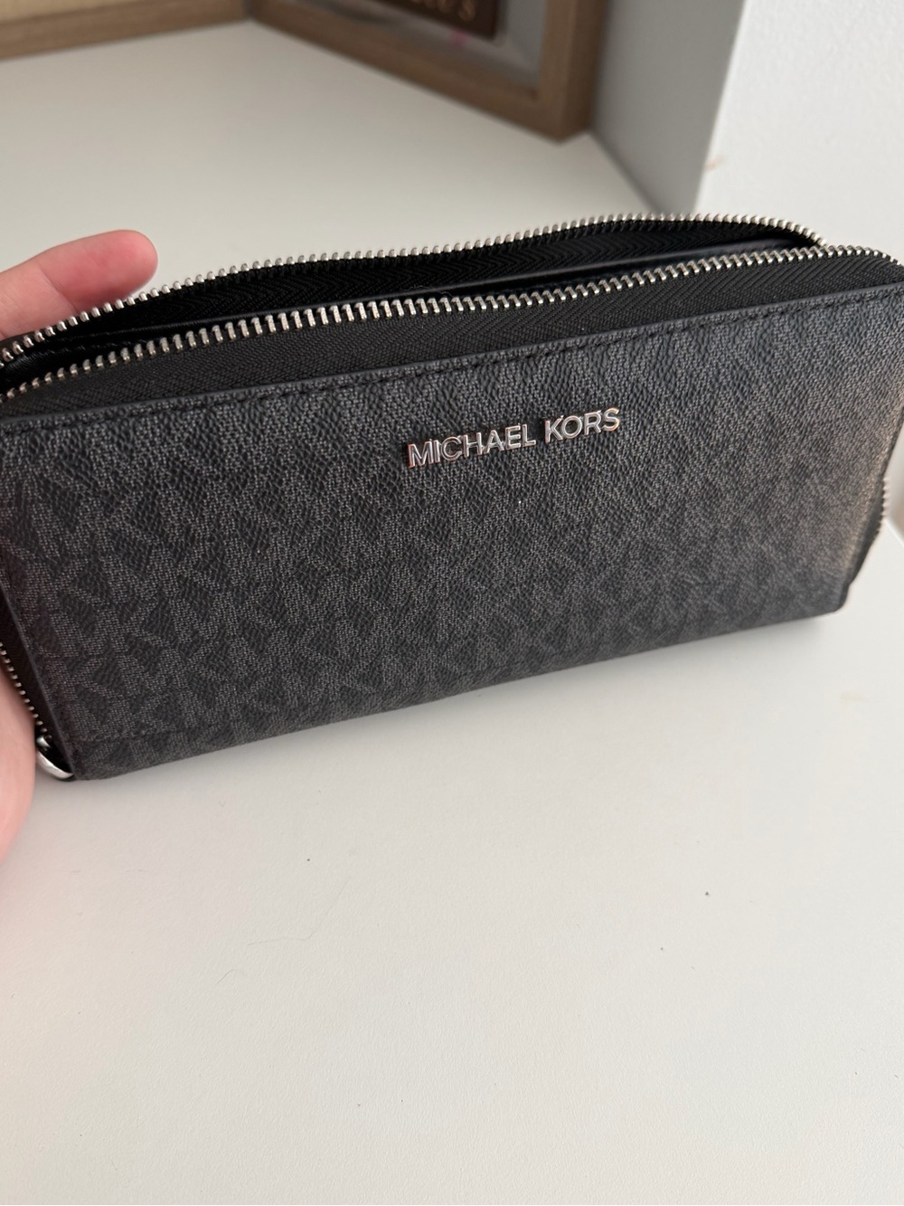 Michael Kors Black Logo Zip Wallet